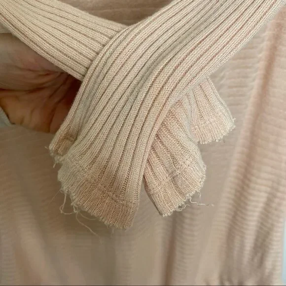 FREE PEOPLE We The Free Peach Pink Ribbed Mockneck Knit Sweater Dress - Size XS - Picture 4 of 7